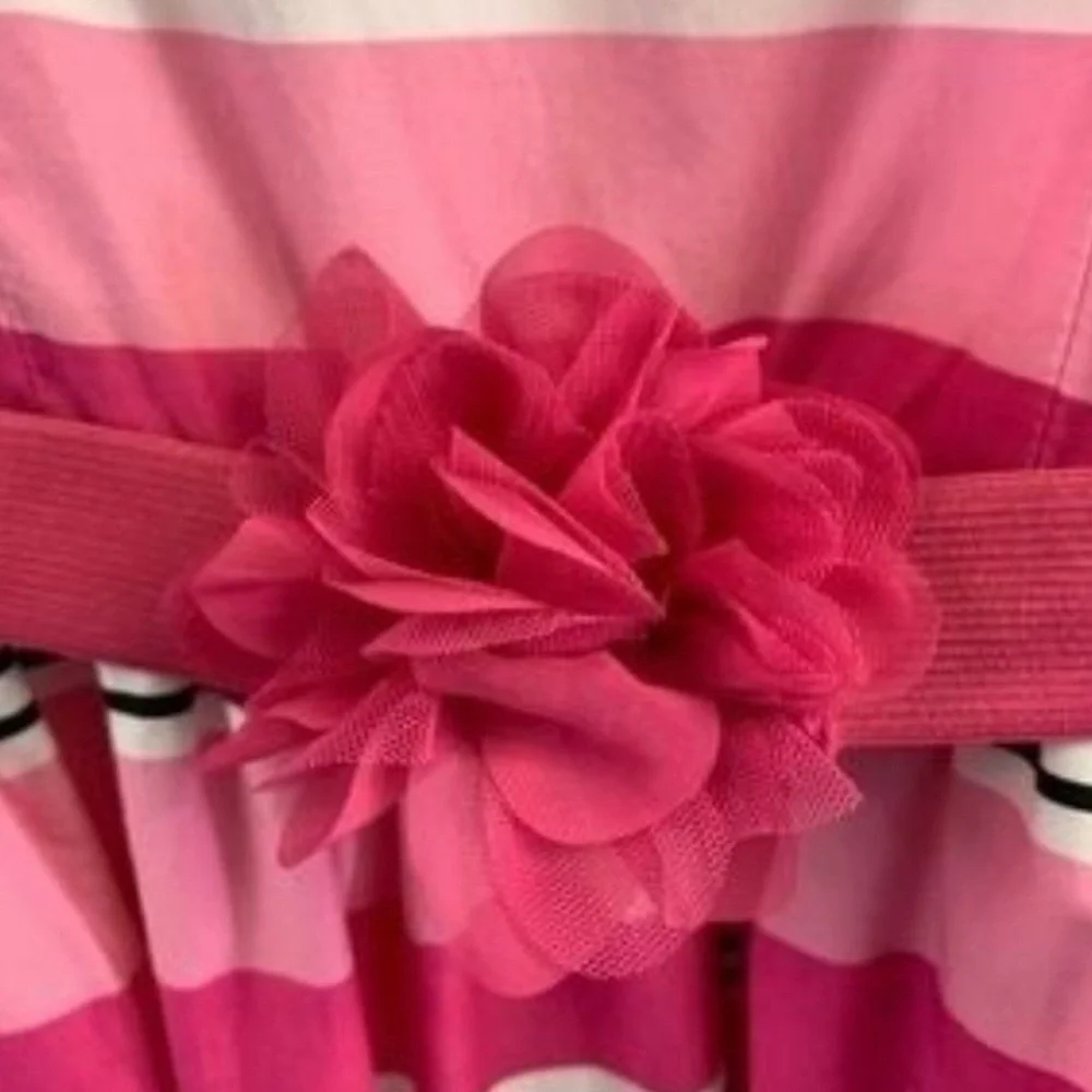 The Children's Place Girls 10 Sleeveless‎ Pink White Striped Bubble Hem Belt - Picture 6 of 8